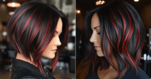 22 Chic Black Hair with Red Highlights for a Vibrant Contrast