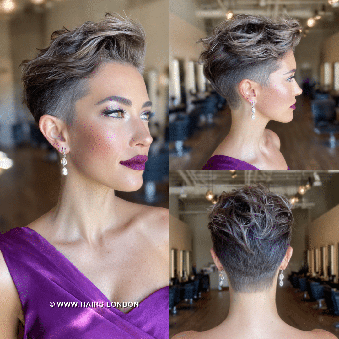 Smoky Silver Brunette Pixie Hair