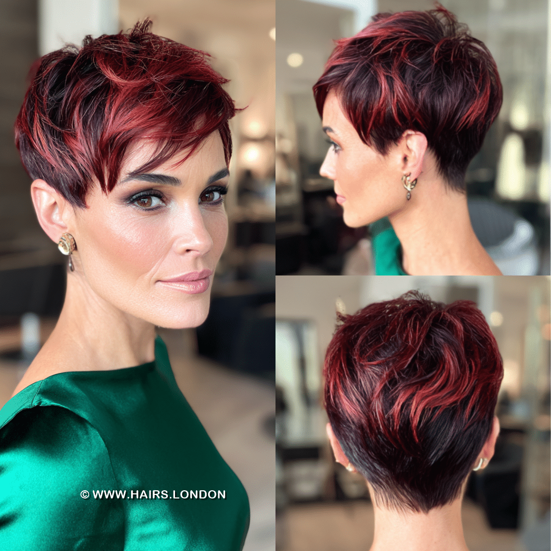 Crimson Burgundy Pixie Hair