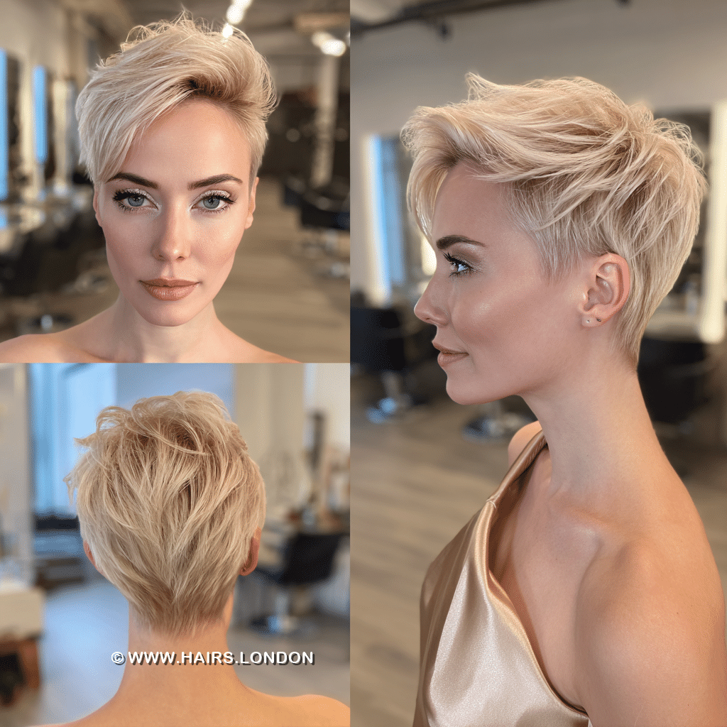 Soft Champagne Blonde Pixie Hair