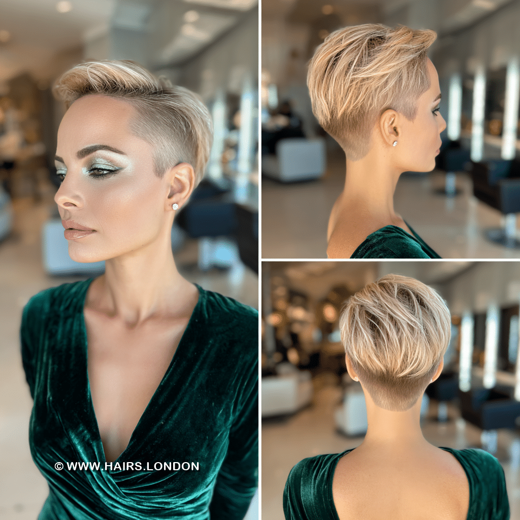 Champagne Blonde Undercut Pixie Hair