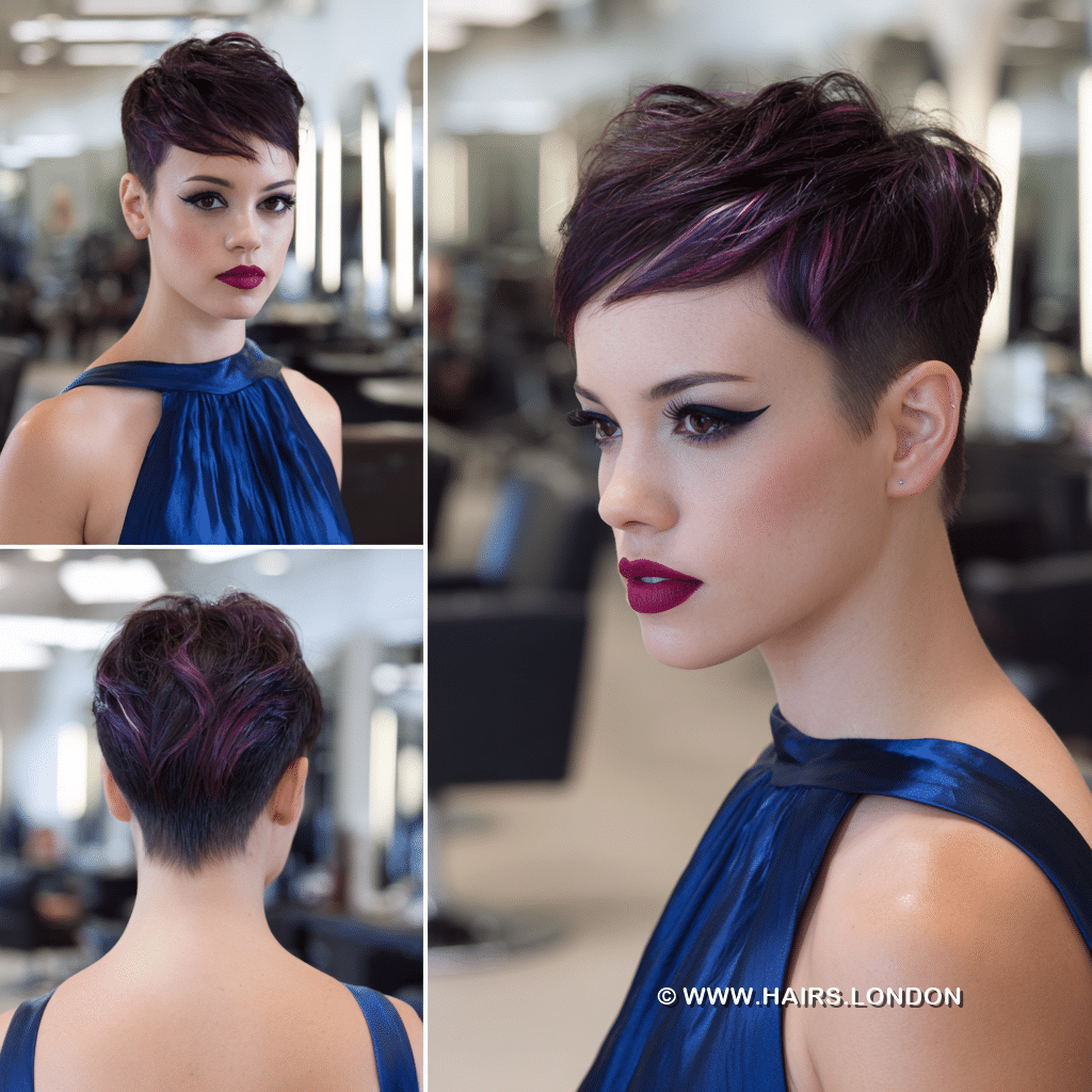 Velvet Plum Highlight Pixie Hair
