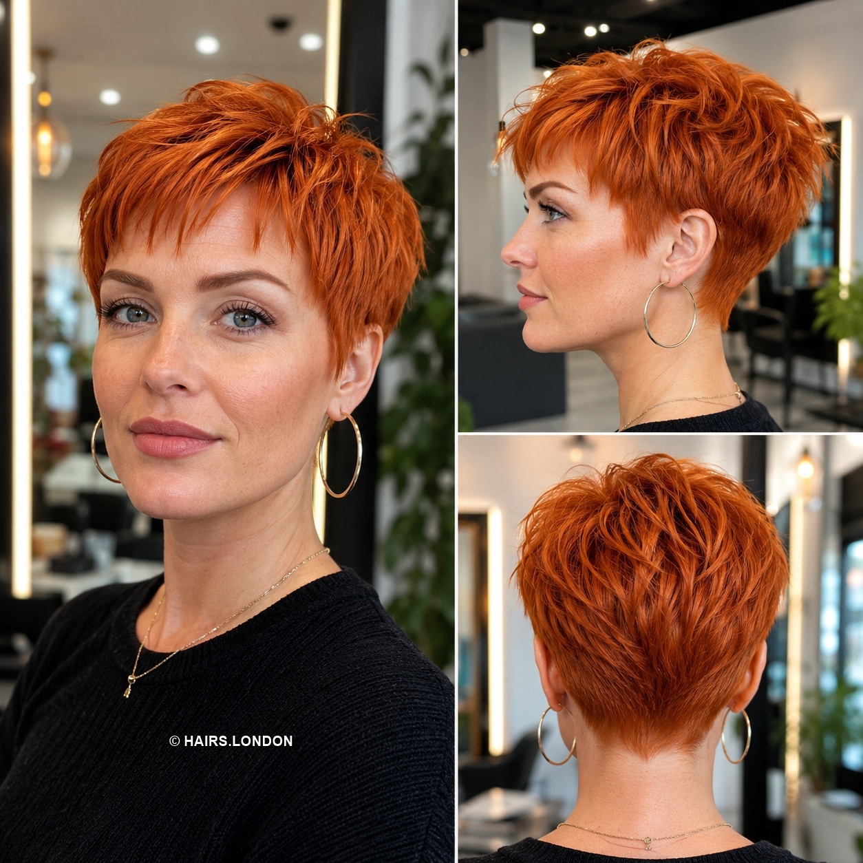 Fiery Tangerine Choppy Pixie Hair