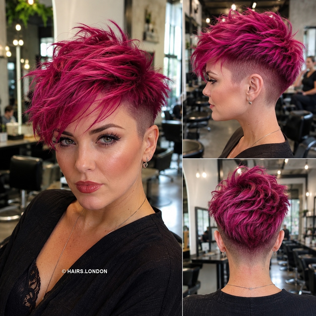 Electric Fuchsia Textured Pixie Hair