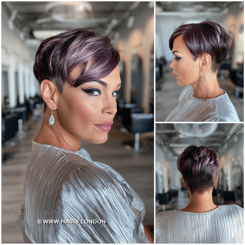 Plum Burgundy Pixie Hair