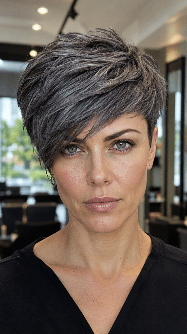 Smoky Lavender Ash Pixie Hair