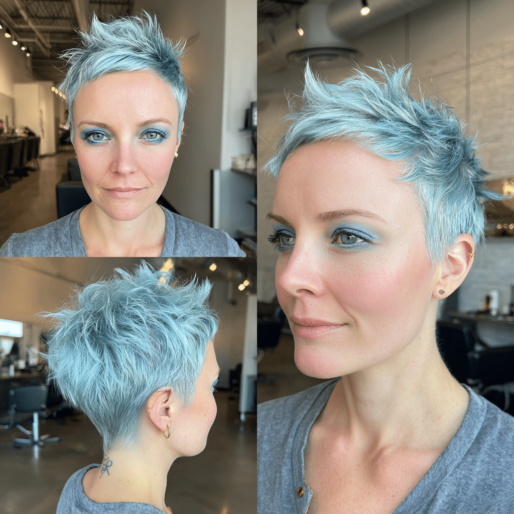 Frosted Ice Blue Pixie Hair