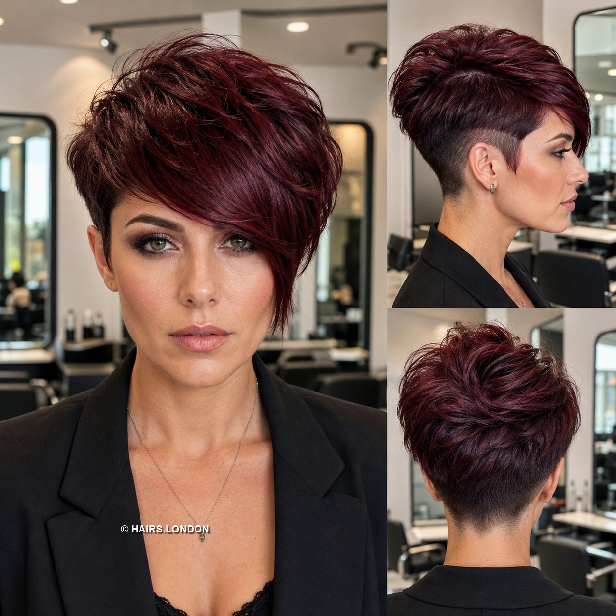 Rich Burgundy Wine Pixie Hair