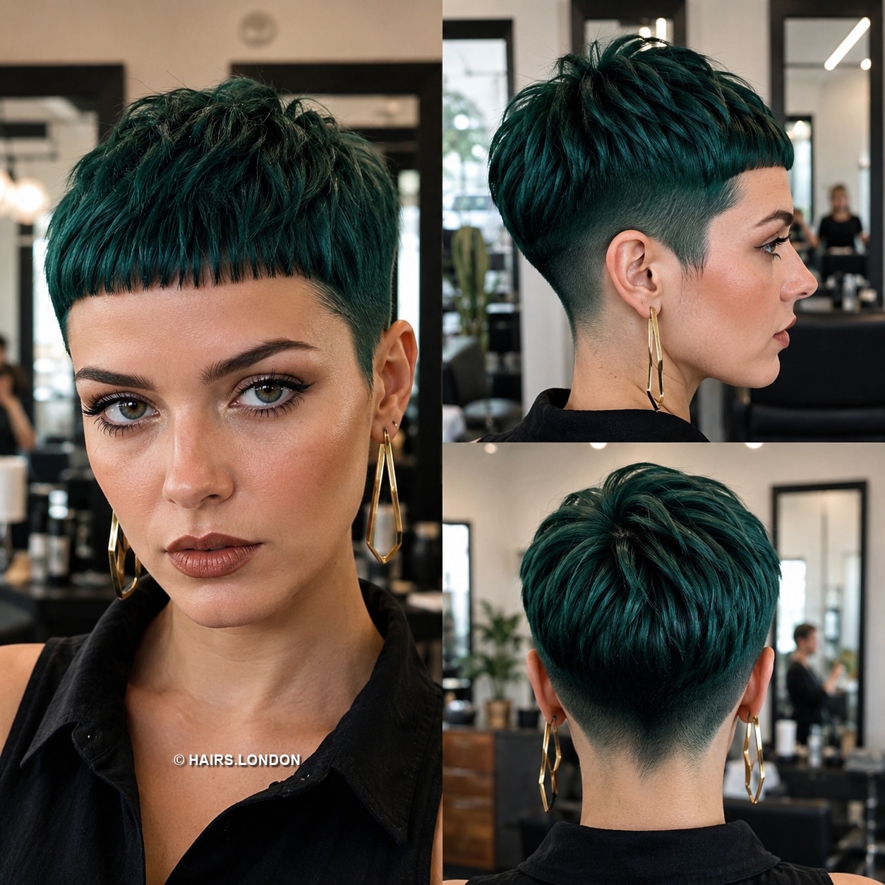 Midnight Emerald Undercut Pixie Hair