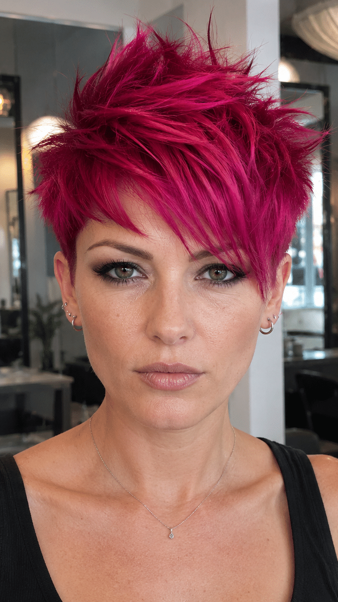 Vivid Orchid Magenta Pixie Hair