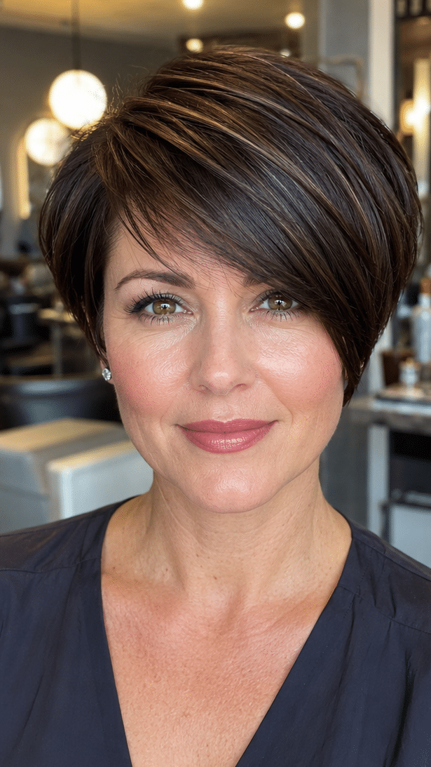 Rich Cocoa Brunette Pixie Hair