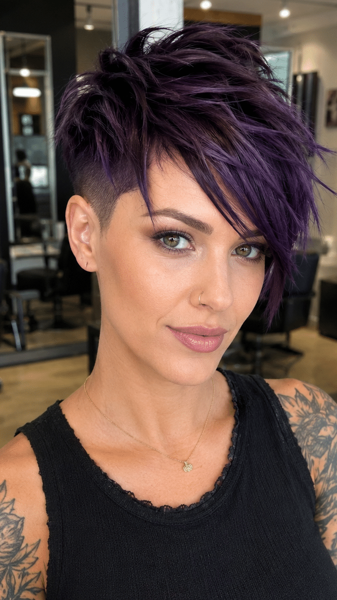 Midnight Amethyst Undercut Pixie Hair