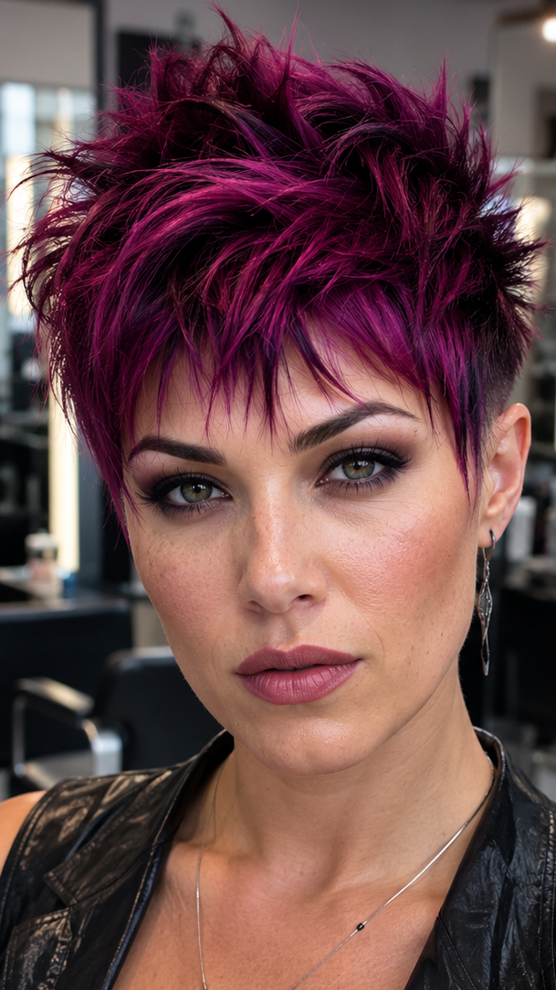 58 Stunning Pixie Haircuts with Bangs for a Face-Framing Style Electric Mulberry Fusion Hair
