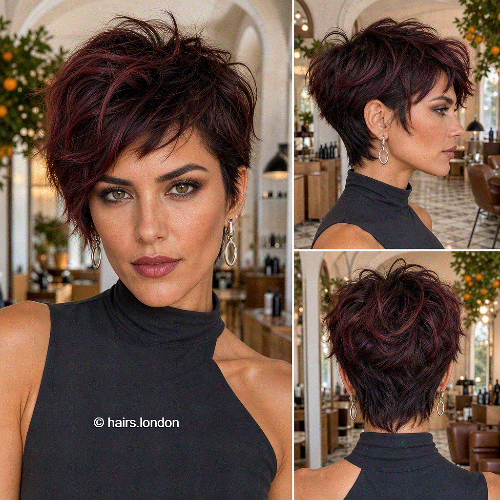 63 Hottest Long Pixie Cut Ideas to Try for 2026 Black Cherry Merlot Hair