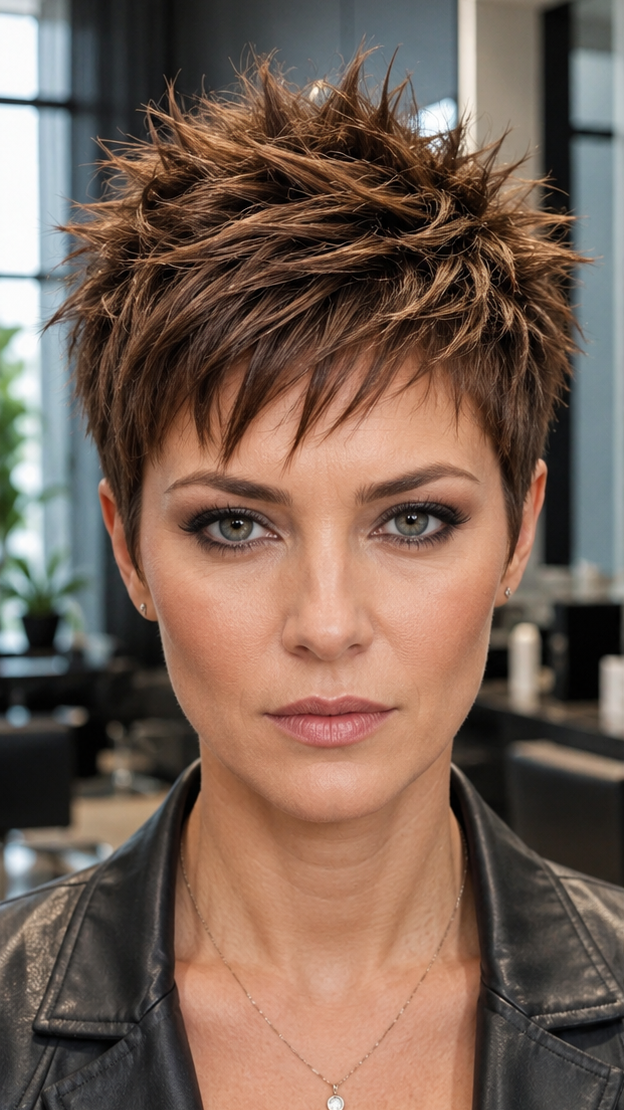 63 Modern Pixie Cut with Bangs for a Face-Framing Effect Espresso Walnut Brown Hair