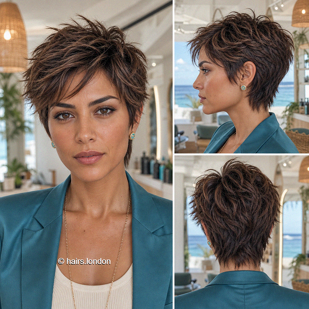 63 Hottest Long Pixie Cut Ideas to Try for 2026 Toasted Mocha Brunette Hair
