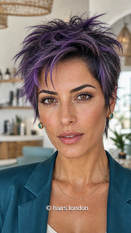 63 Hottest Long Pixie Cut Ideas to Try for 2026 Smoky Amethyst Purple Hair