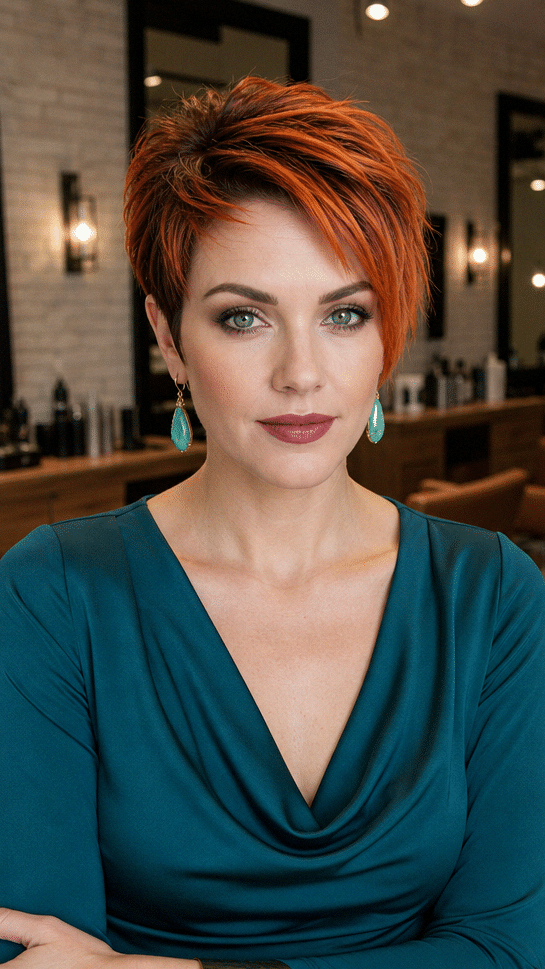 63 Hottest Long Pixie Cut Ideas to Try for 2026 Fiery Cinnamon Copper Hair