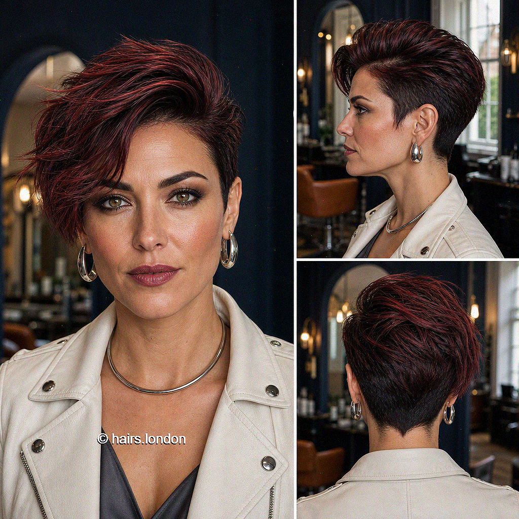 68 Stunning Pixie Haircuts with Bangs for a Face-Framing Style Black Cherry Crimson Hair