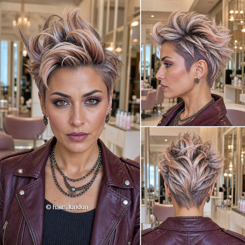 68 Stunning Pixie Haircuts with Bangs for a Face-Framing Style Champagne Rose Beige Hair