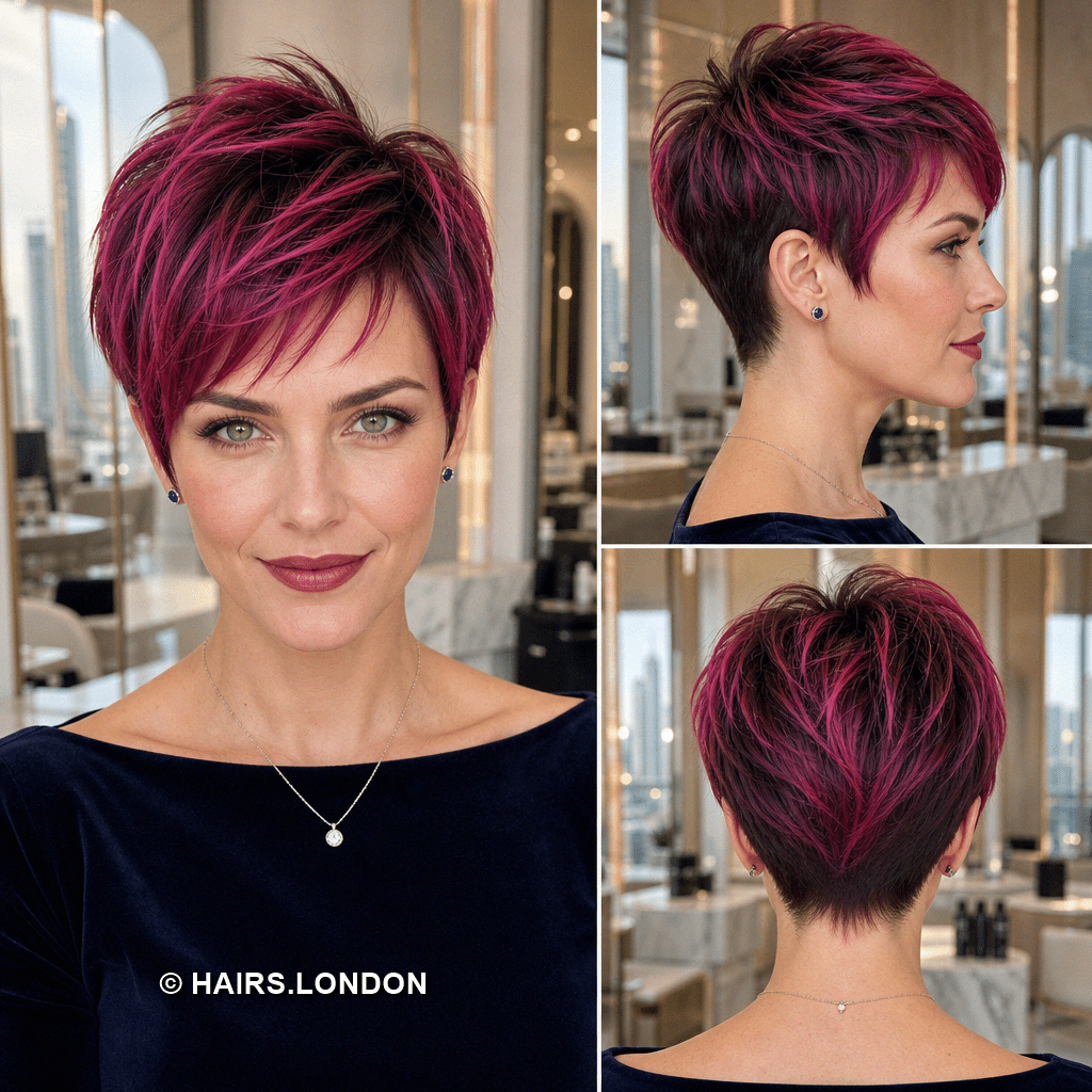 68 Stunning Pixie Haircuts with Bangs for a Face-Framing Style Raspberry Magenta Pixie Hair