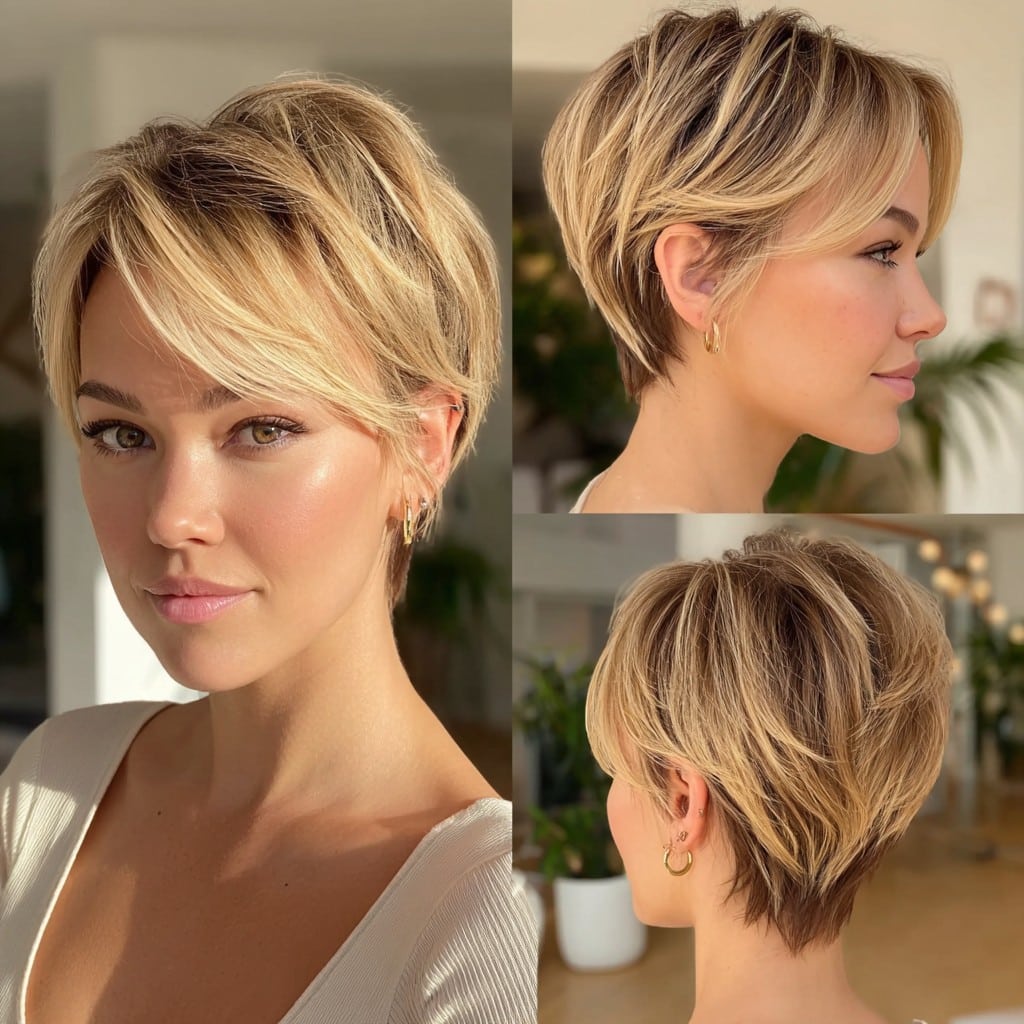 Blonde Pixie with Bangs Hair