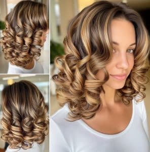 Caramel Balayage on Curls Hair