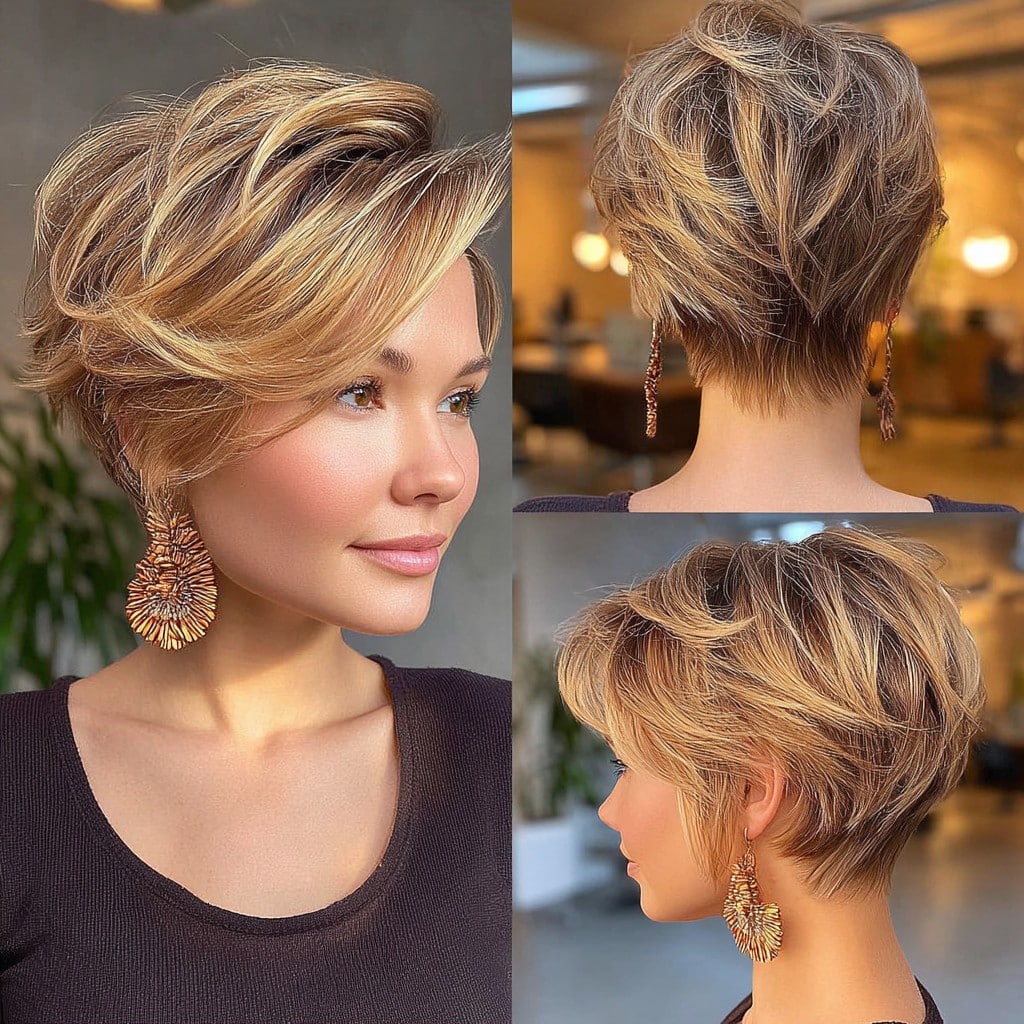 Caramel Blonde Pixie Hair