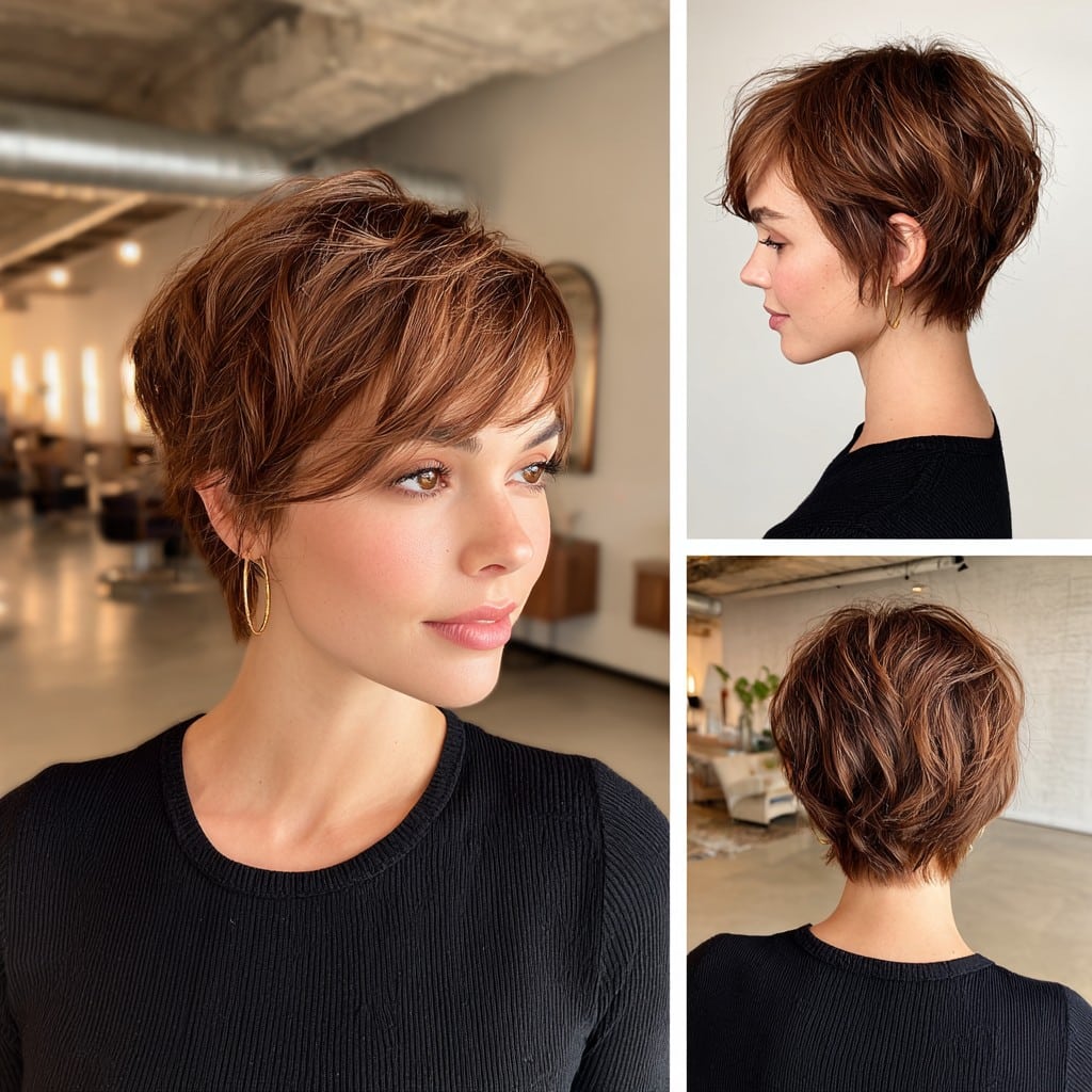 Chestnut Brown Pixie Hair