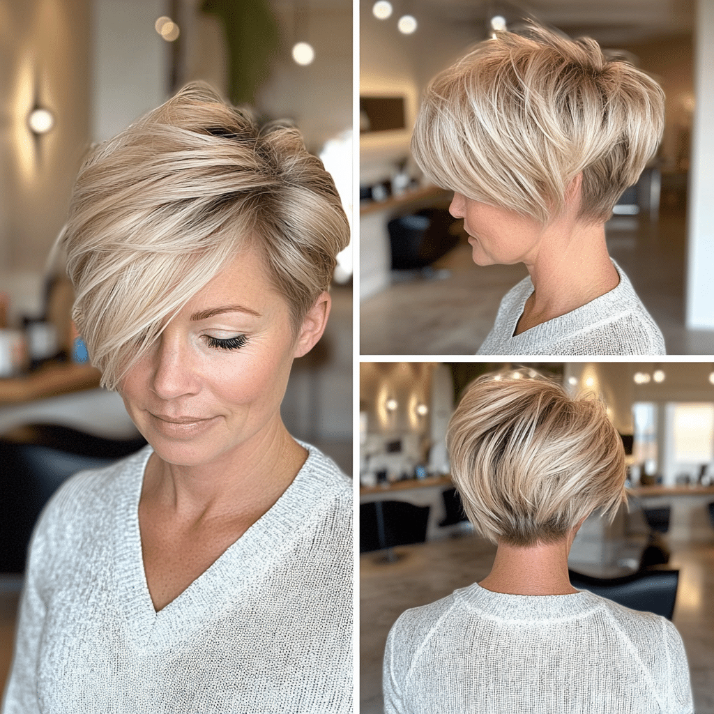 Dimensional Blonde Pixie Hair