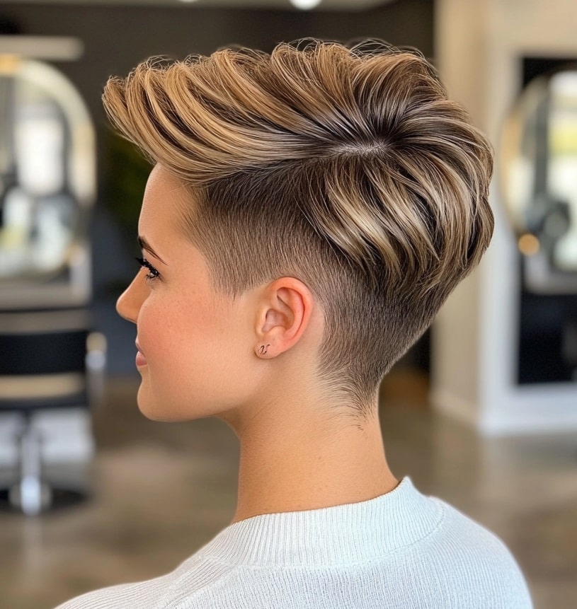 Edgy Undercut Pixie with Blonde Highlights