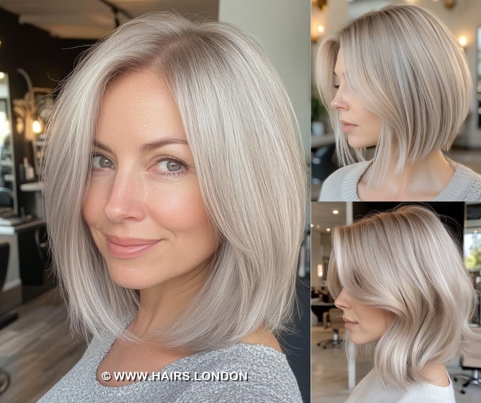 Elegant Silver Blonde Bob Hair
