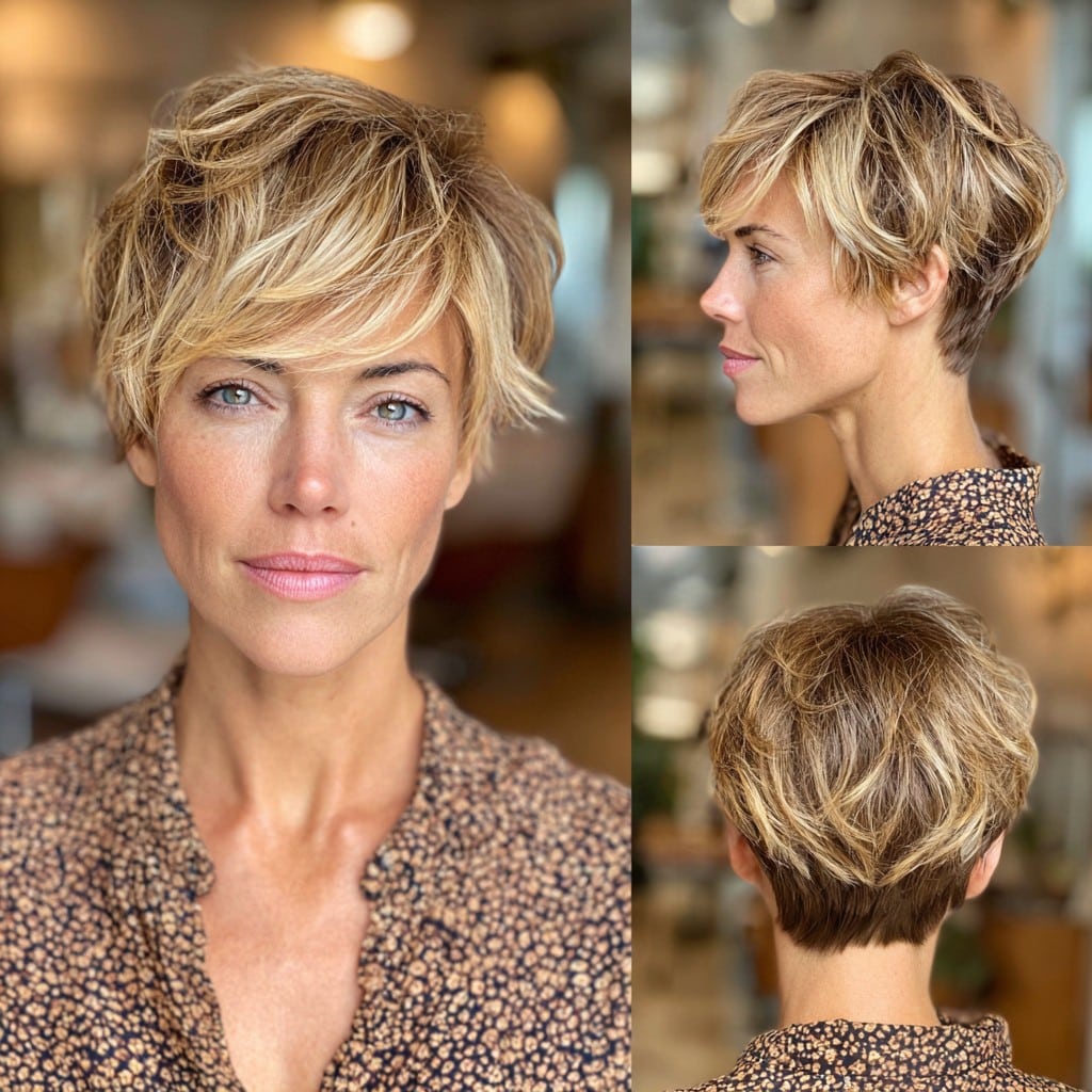 Golden Beige Pixie Hair