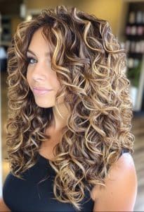 Golden Brown Balayage Curly Hair