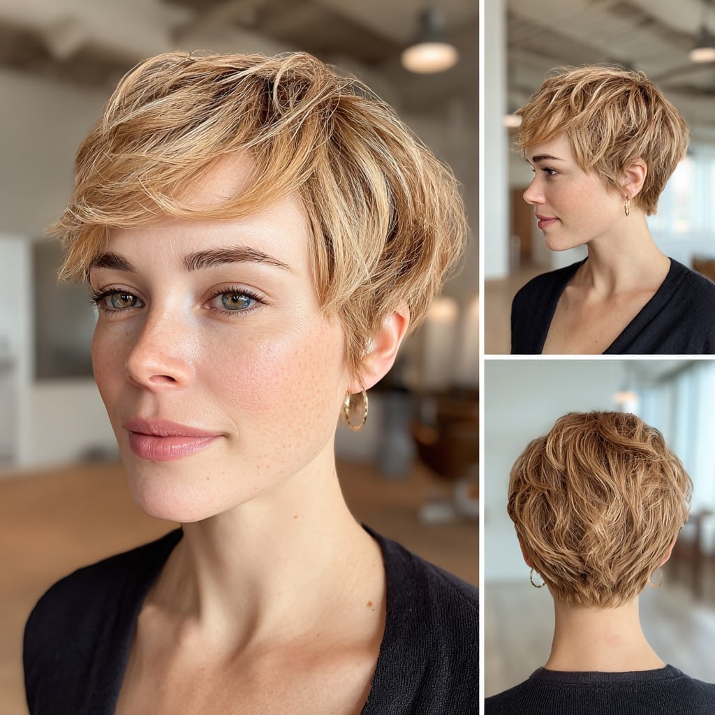 Honey Blonde Pixie Hair