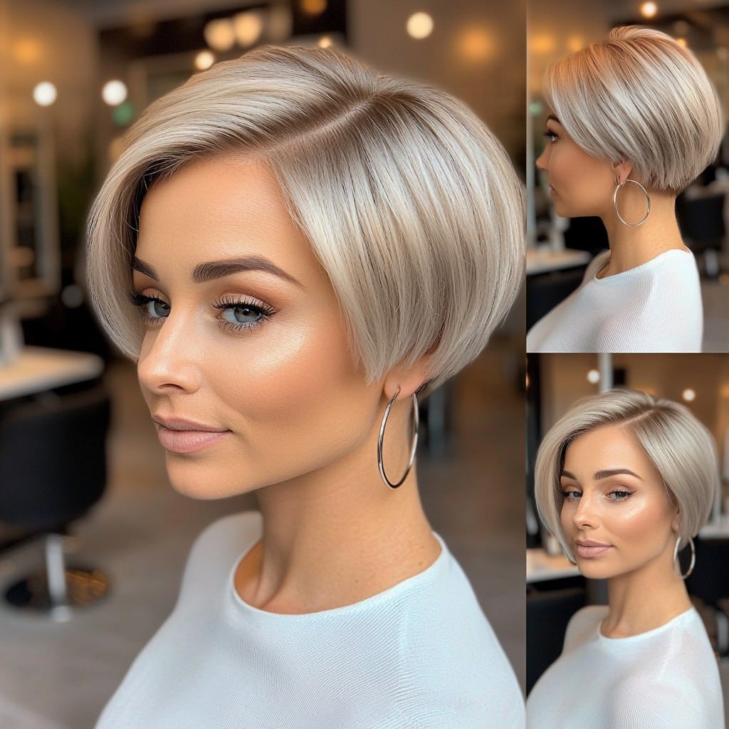 Icy Blonde Pixie Bob for Thick Hair