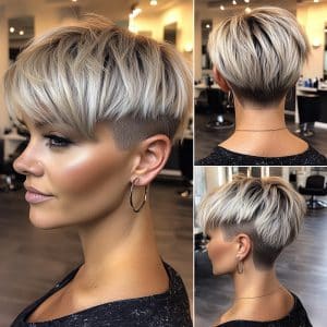Icy Blonde Undercut Pixie Hair