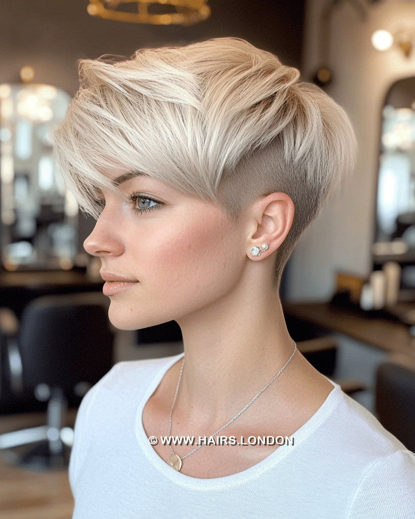 Icy Platinum Blonde Pixie Hair