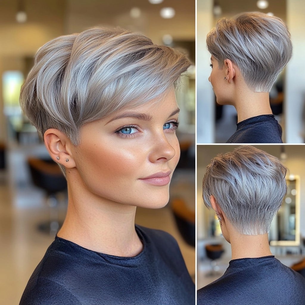 Icy Silver Undercut Pixie