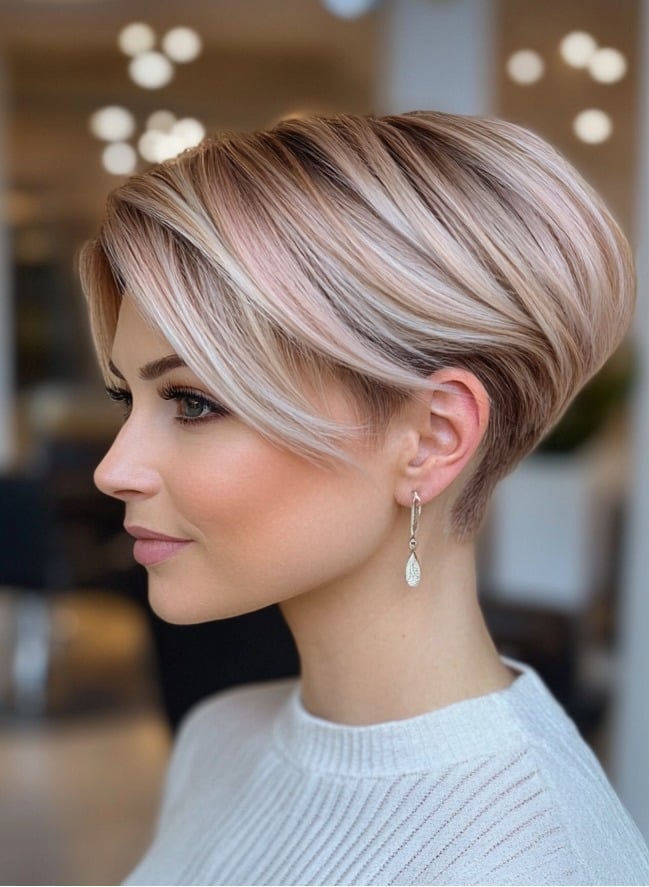 Long Pixie with Soft Blonde Highlights