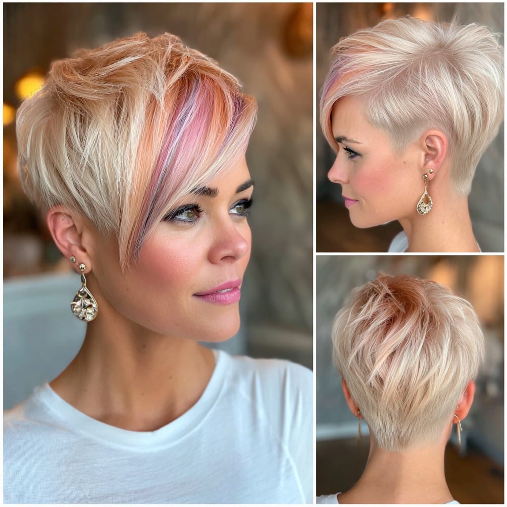 Pastel Highlighted Pixie Hair