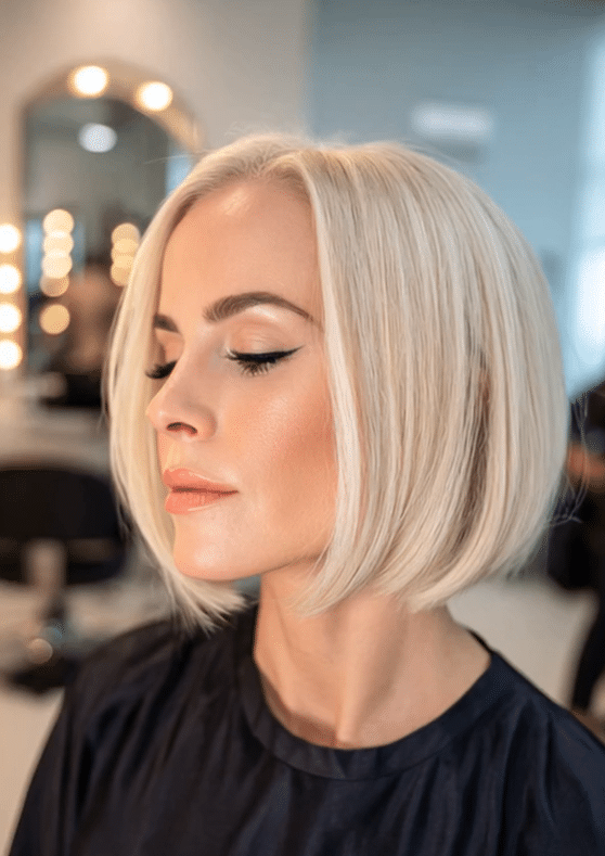 Creamy Vanilla Blonde Bob Hair