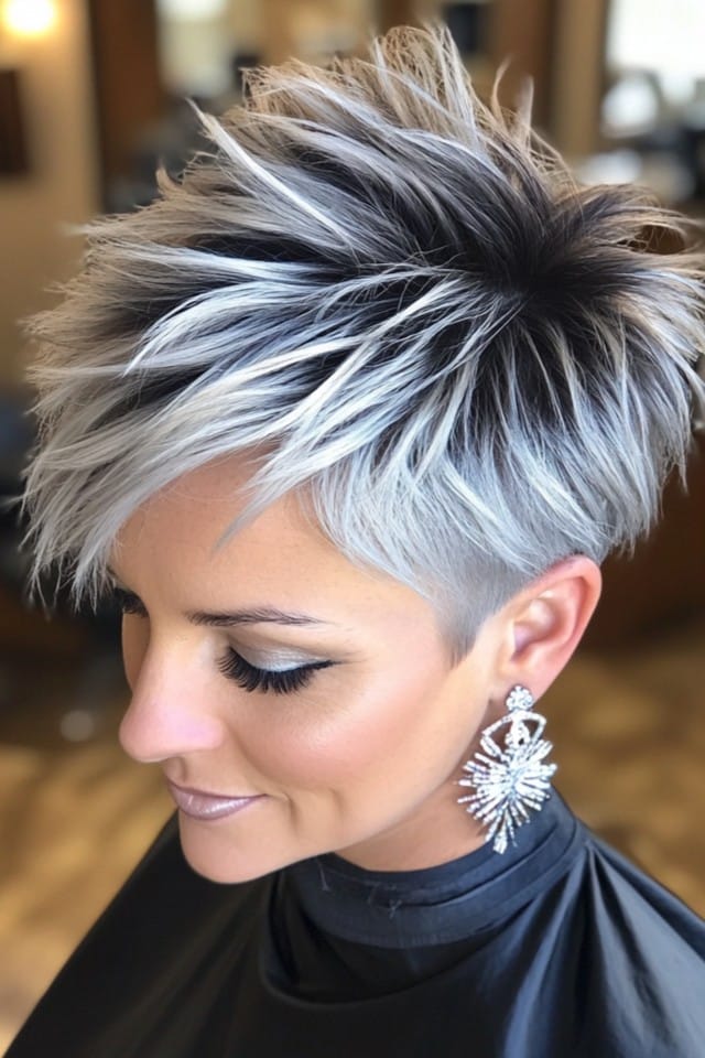 Silver Undercut Pixie Hair