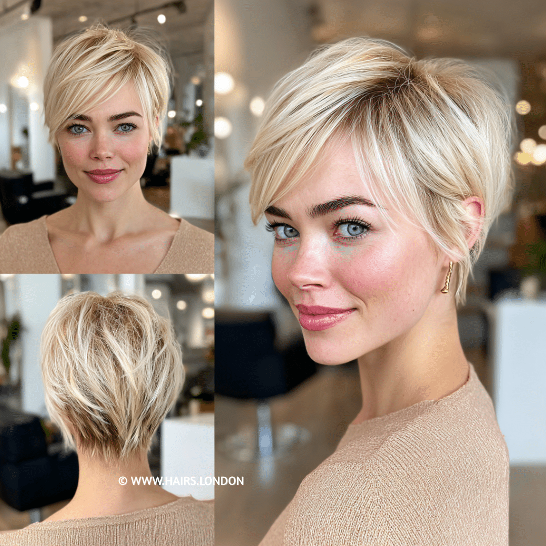 Soft Champagne Blonde Pixie Hair