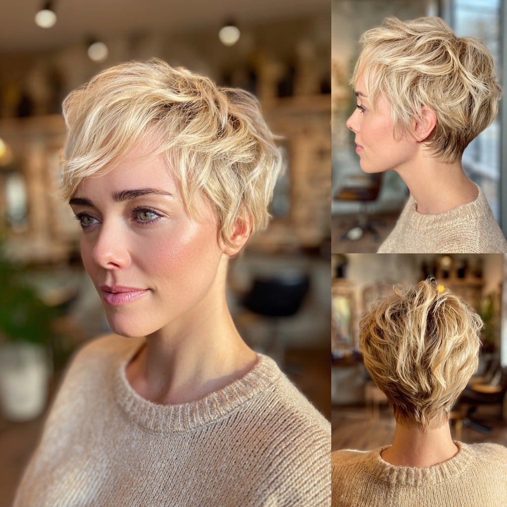 Textured Golden Blonde Pixie Hair