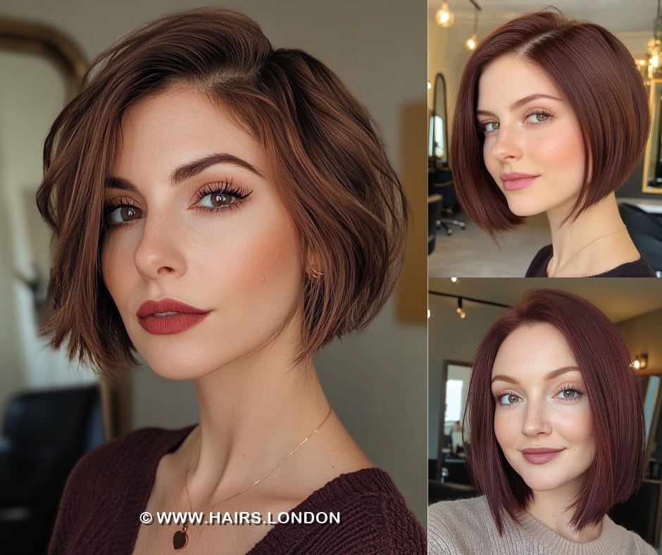 Warm Auburn & Burgundy Bob Hair