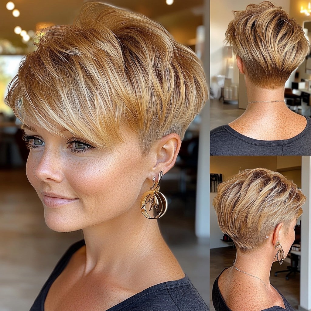 Warm Honey Blonde Pixie