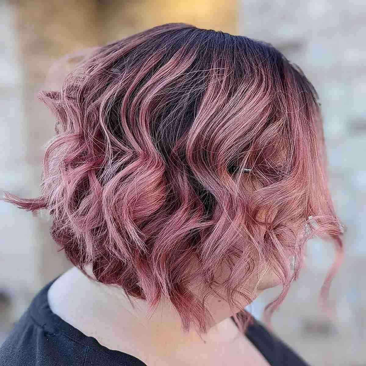 Partial Rose Gold Balayage Highlights on Short Hair