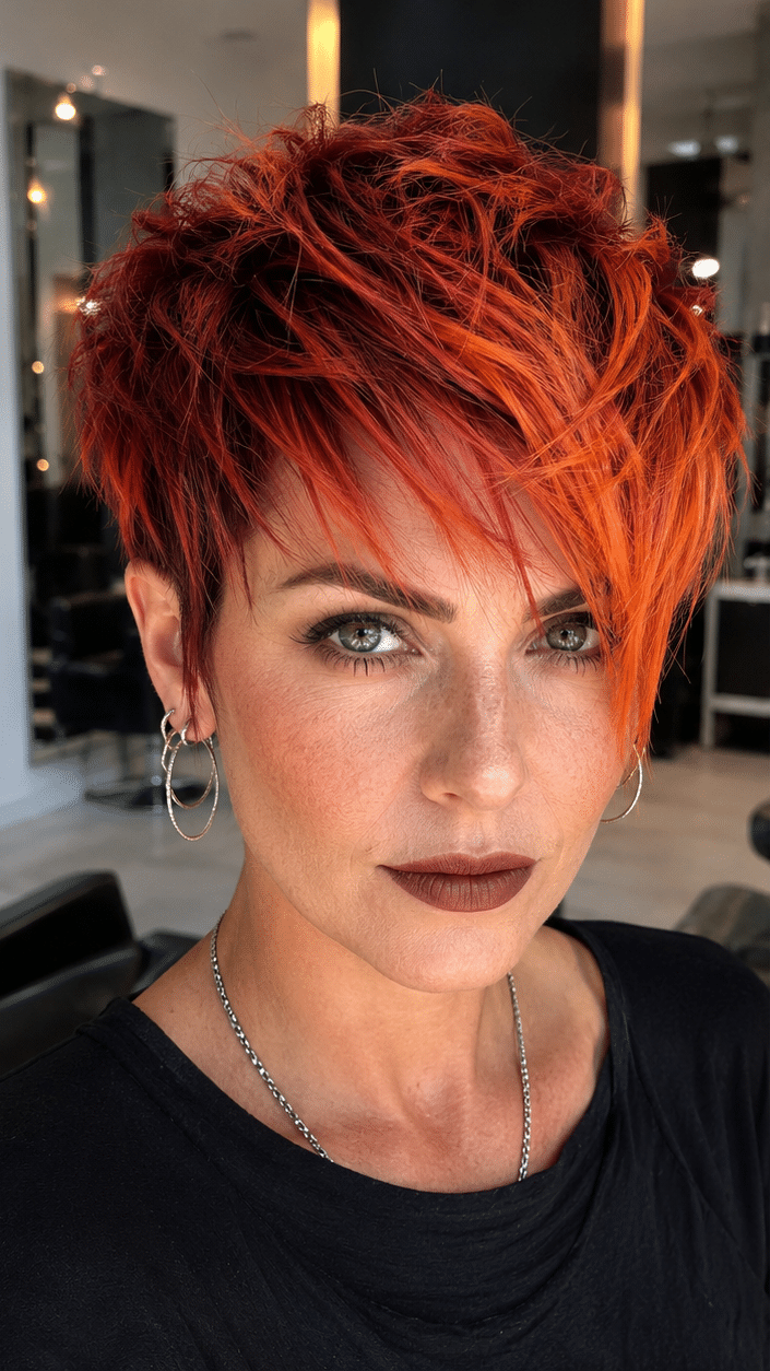Ember Flame Contrast Pixie Hair