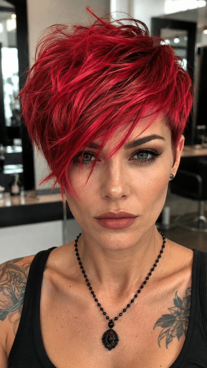 Neon Cherry Crimson Pixie Hair